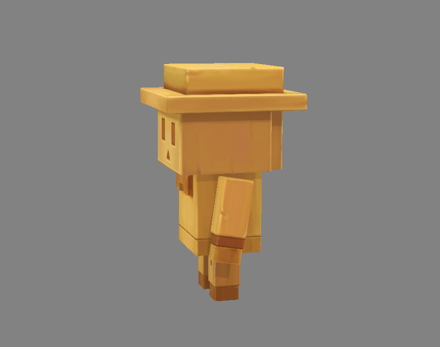 Cartoon Wooden Man - Building Block Toy Low-poly 3D model_1