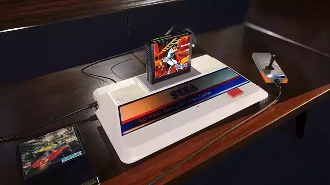SEGA SG-1000 and Panasonic TV set Low-poly 3D model