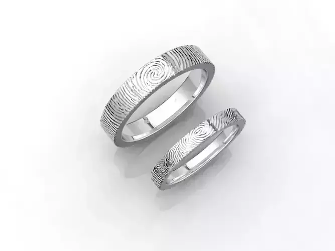 CC125-Wedding Set Rings Finger Print Styles CAD Design