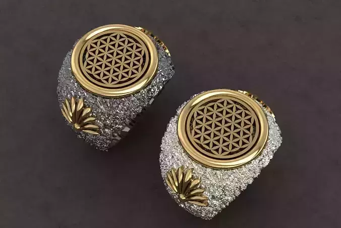 FLOWER OF LIFE RING FOR MAN