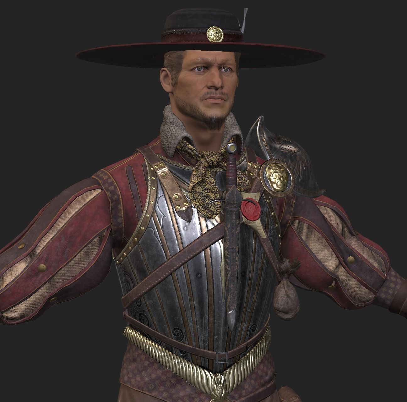 Unlawful Musketeer PBR Low-poly 3D model_12