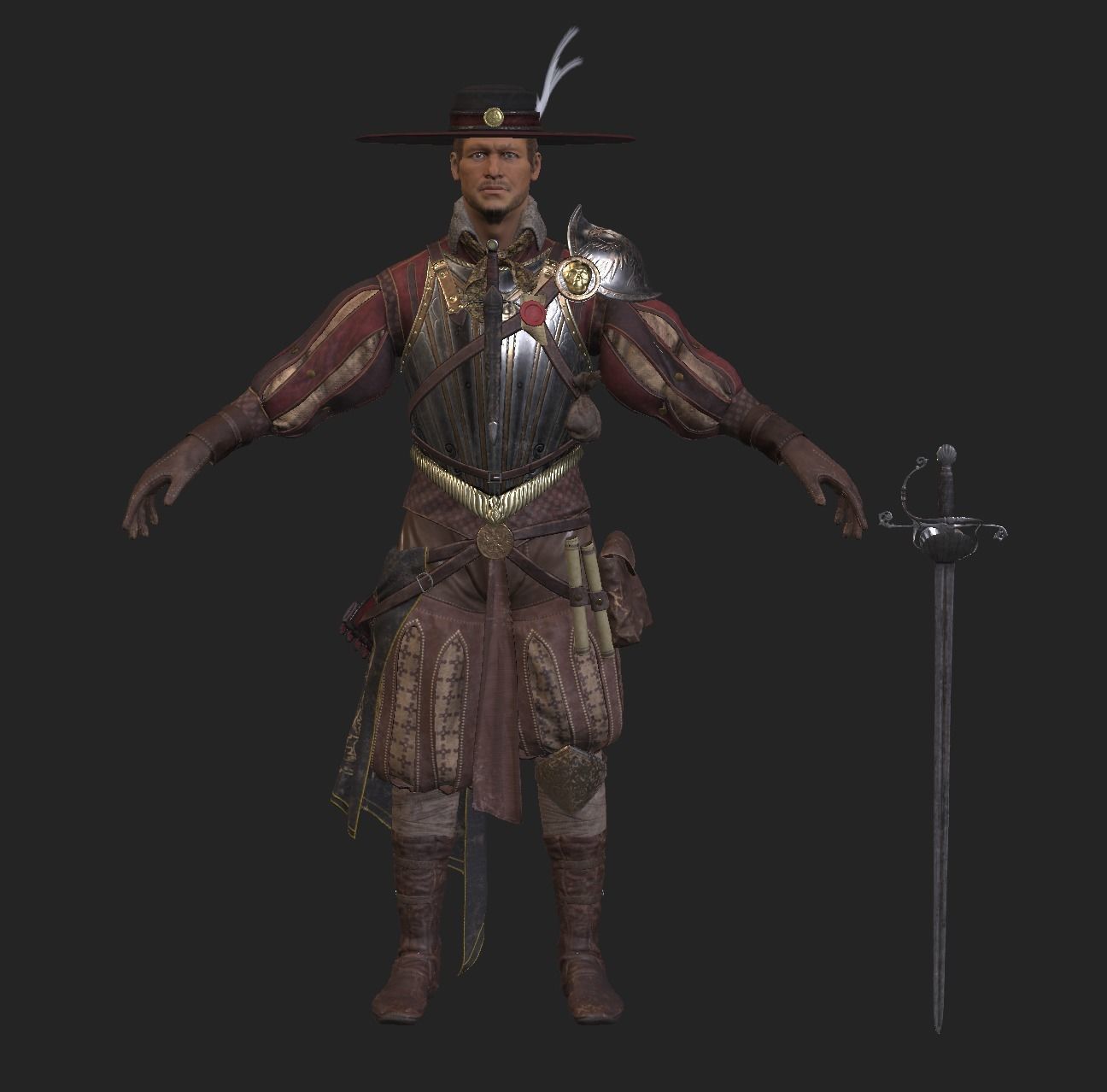 Unlawful Musketeer PBR Low-poly 3D model_7