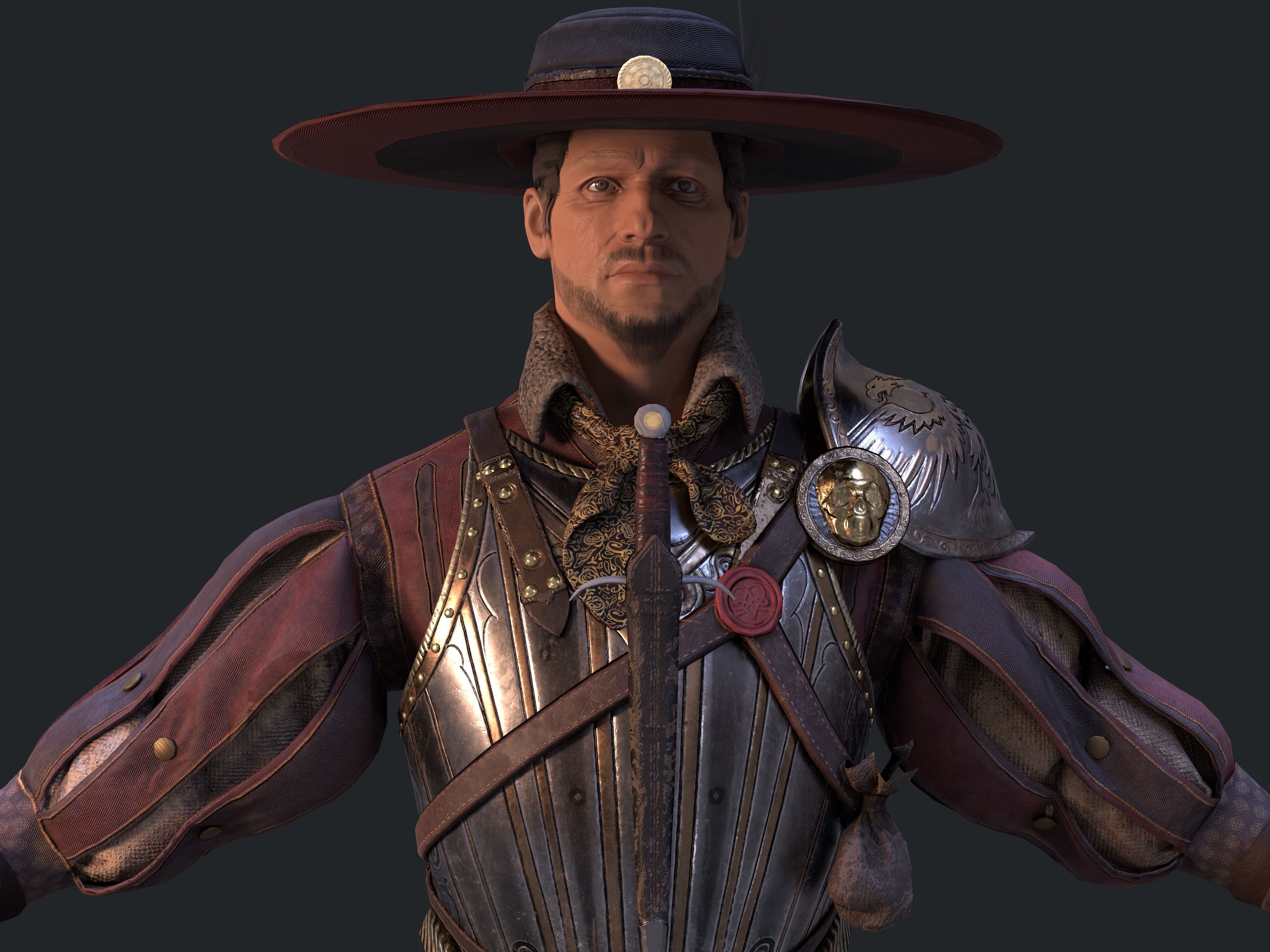 Unlawful Musketeer PBR Low-poly 3D model_4