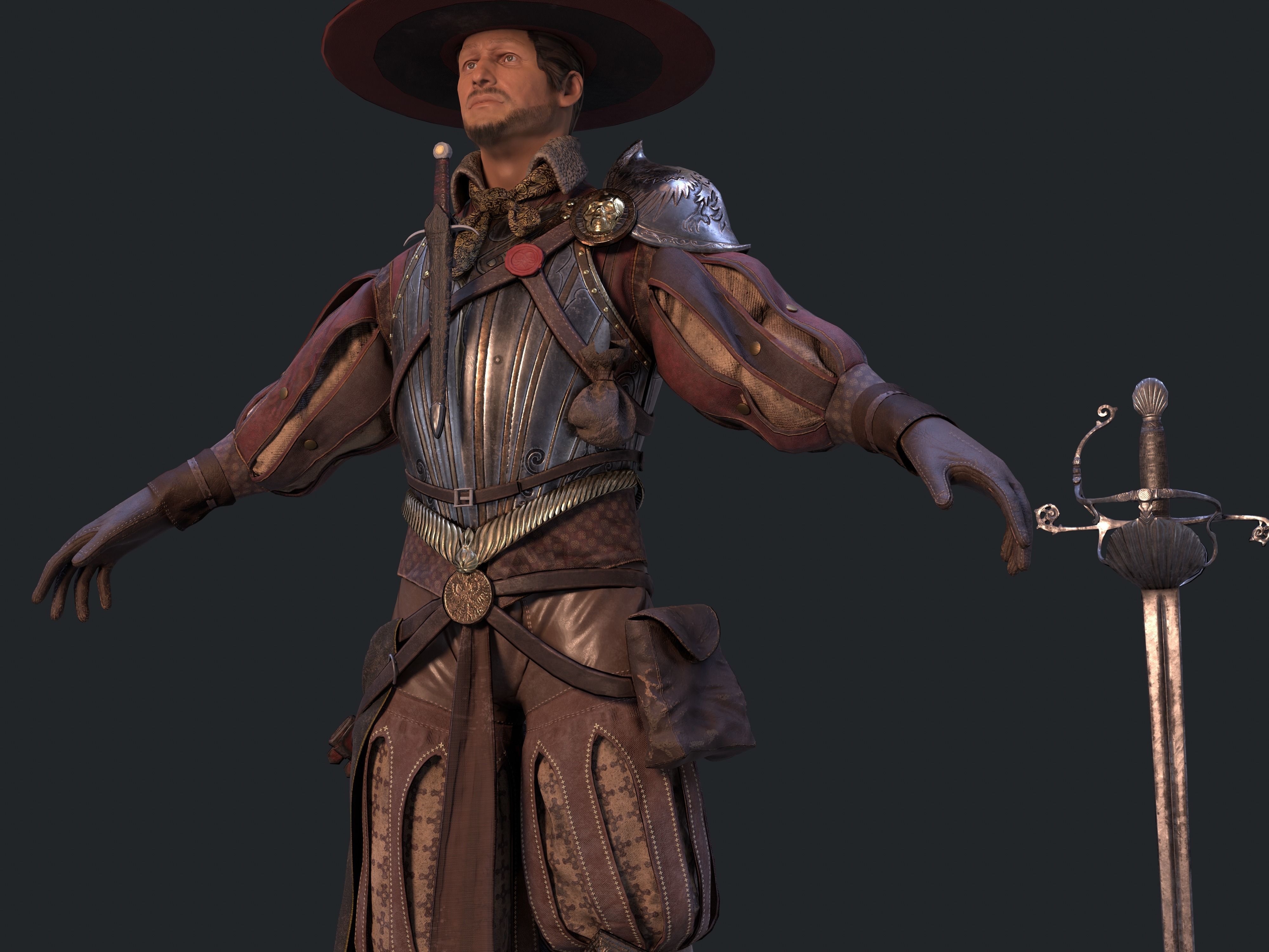 Unlawful Musketeer PBR Low-poly 3D model_6
