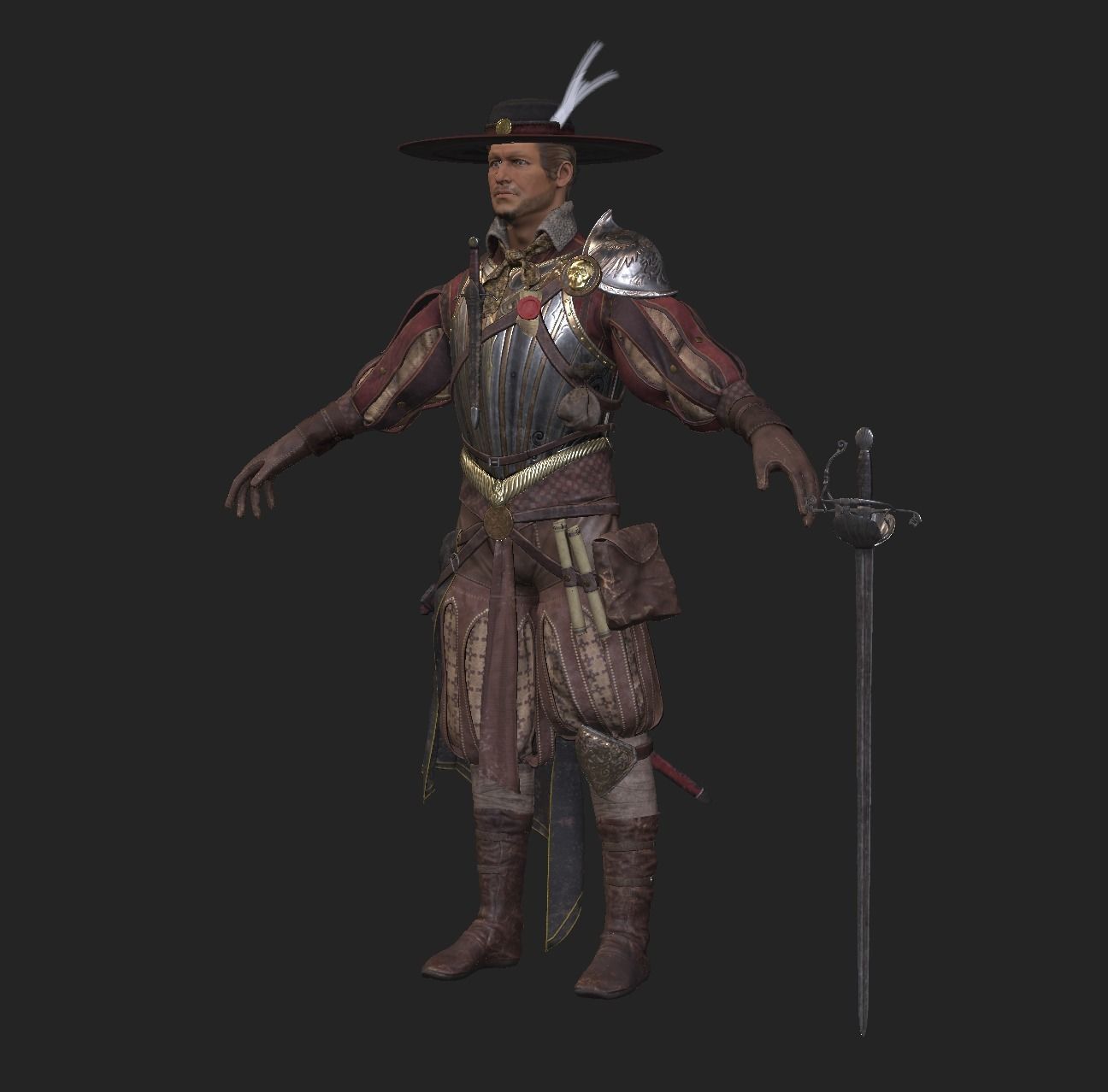 Unlawful Musketeer PBR Low-poly 3D model_8