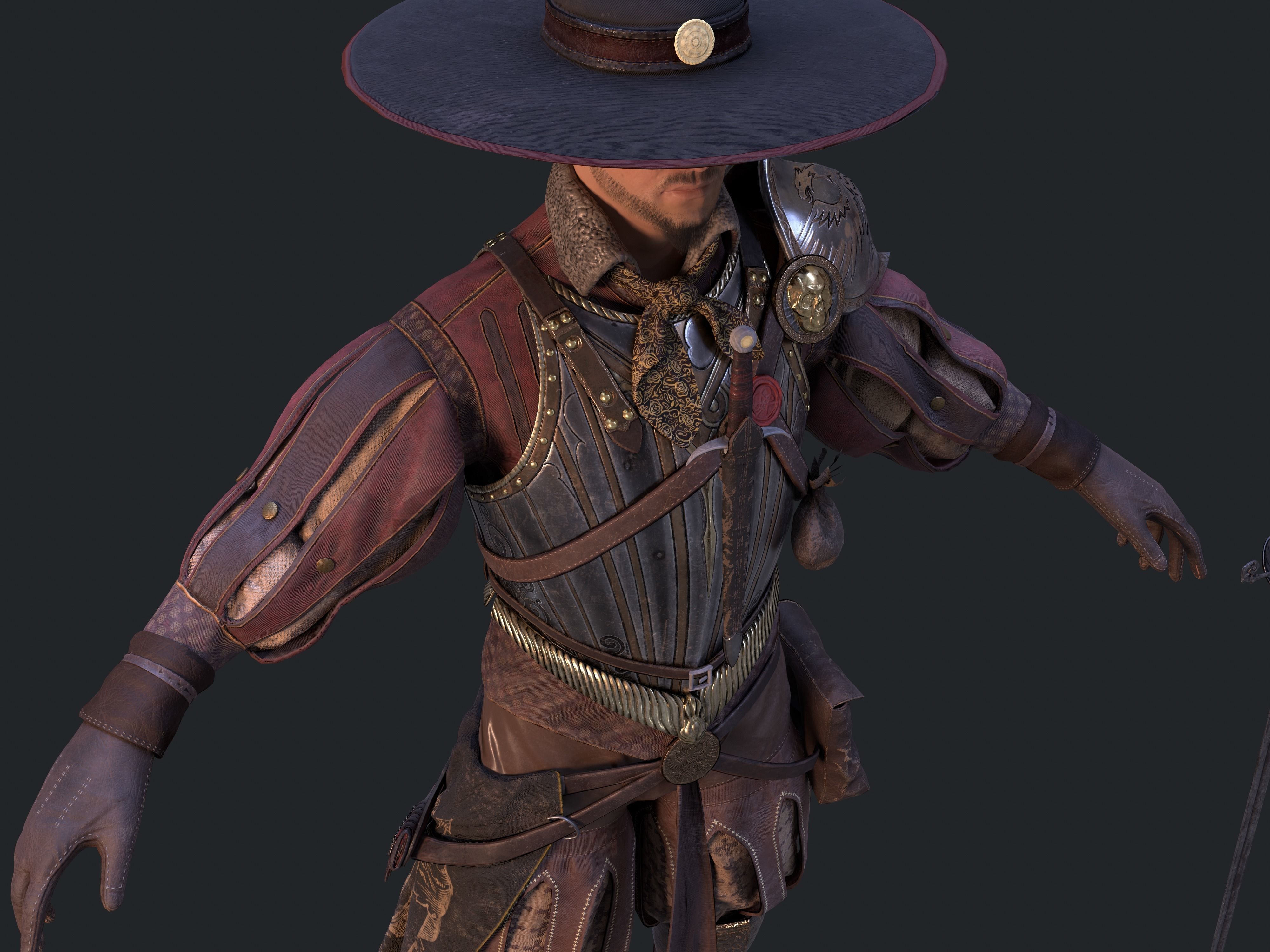 Unlawful Musketeer PBR Low-poly 3D model_5