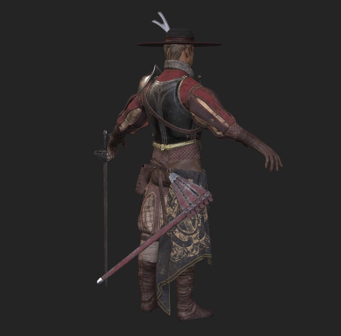 Unlawful Musketeer PBR Low-poly 3D model_10