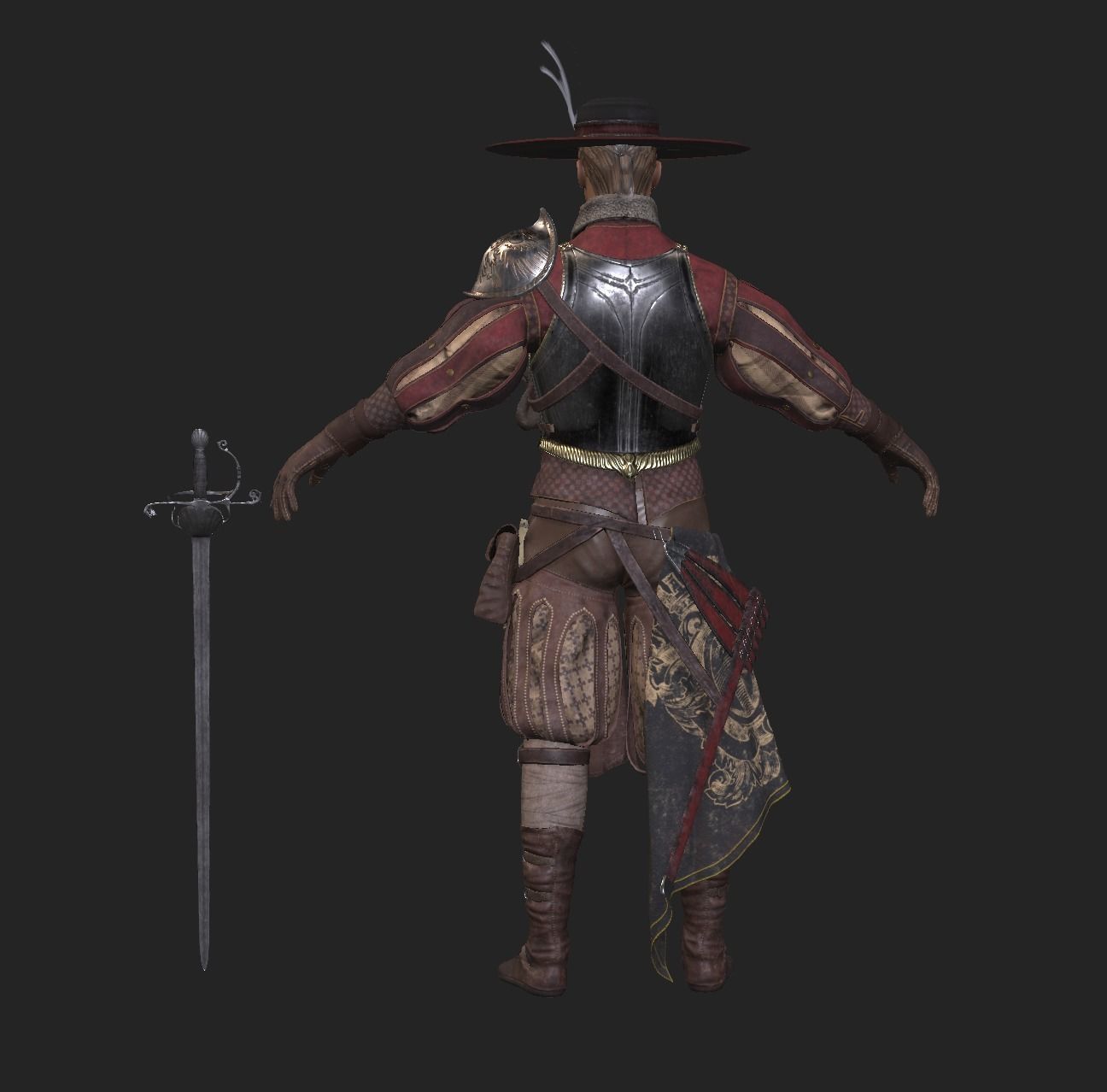 Unlawful Musketeer PBR Low-poly 3D model_9