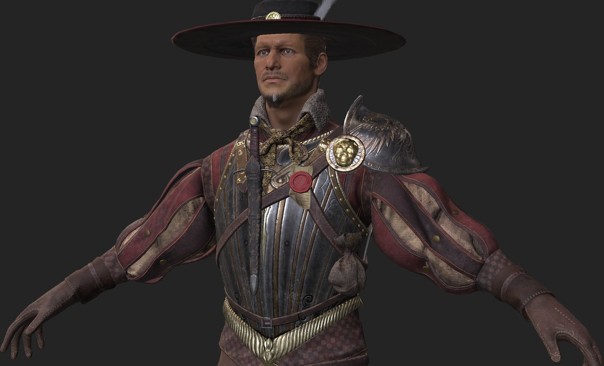 Unlawful Musketeer PBR Low-poly 3D model_13