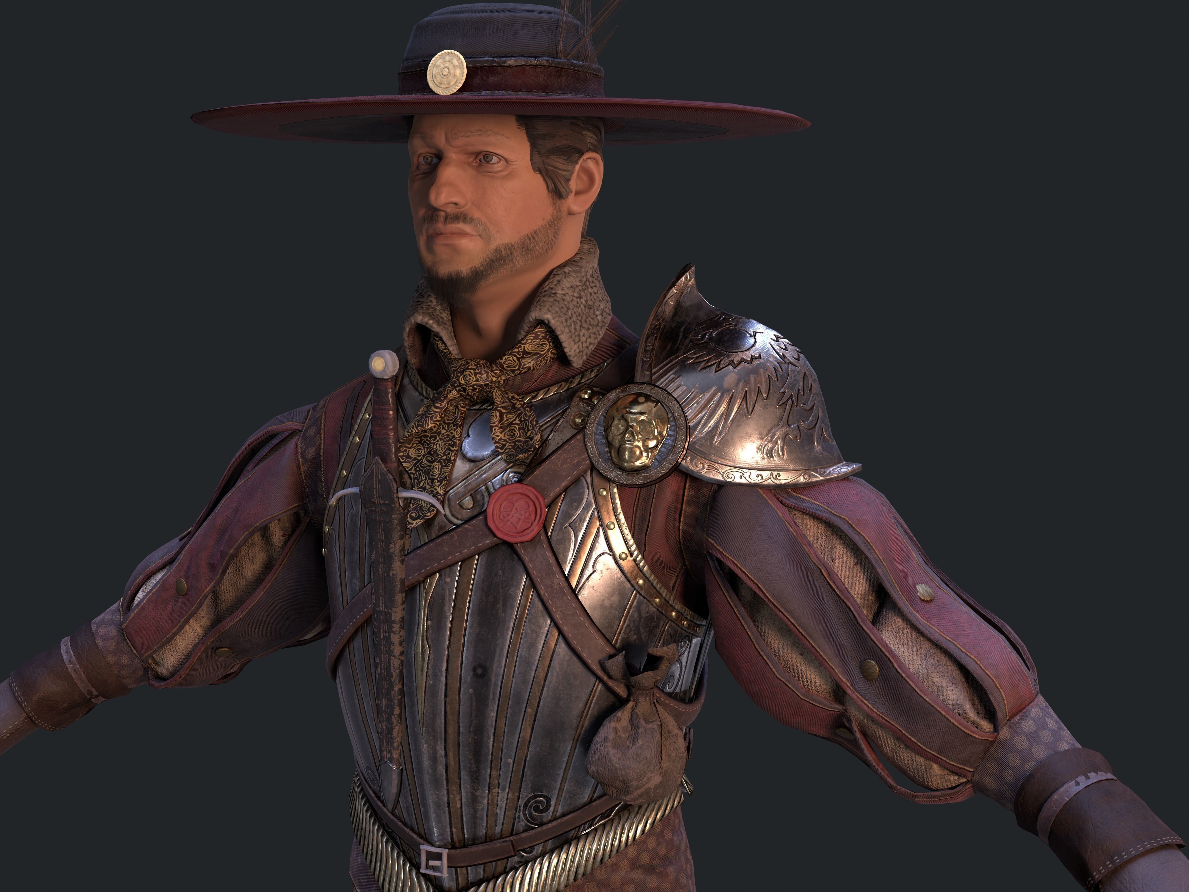 Unlawful Musketeer PBR Low-poly 3D model_3