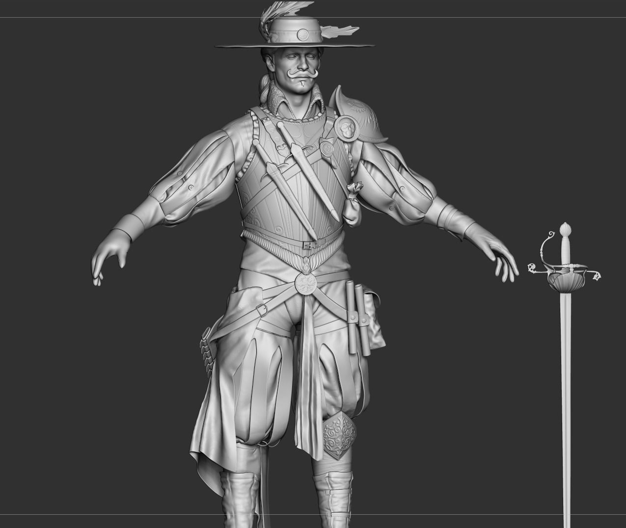 Unlawful Musketeer PBR Low-poly 3D model_15
