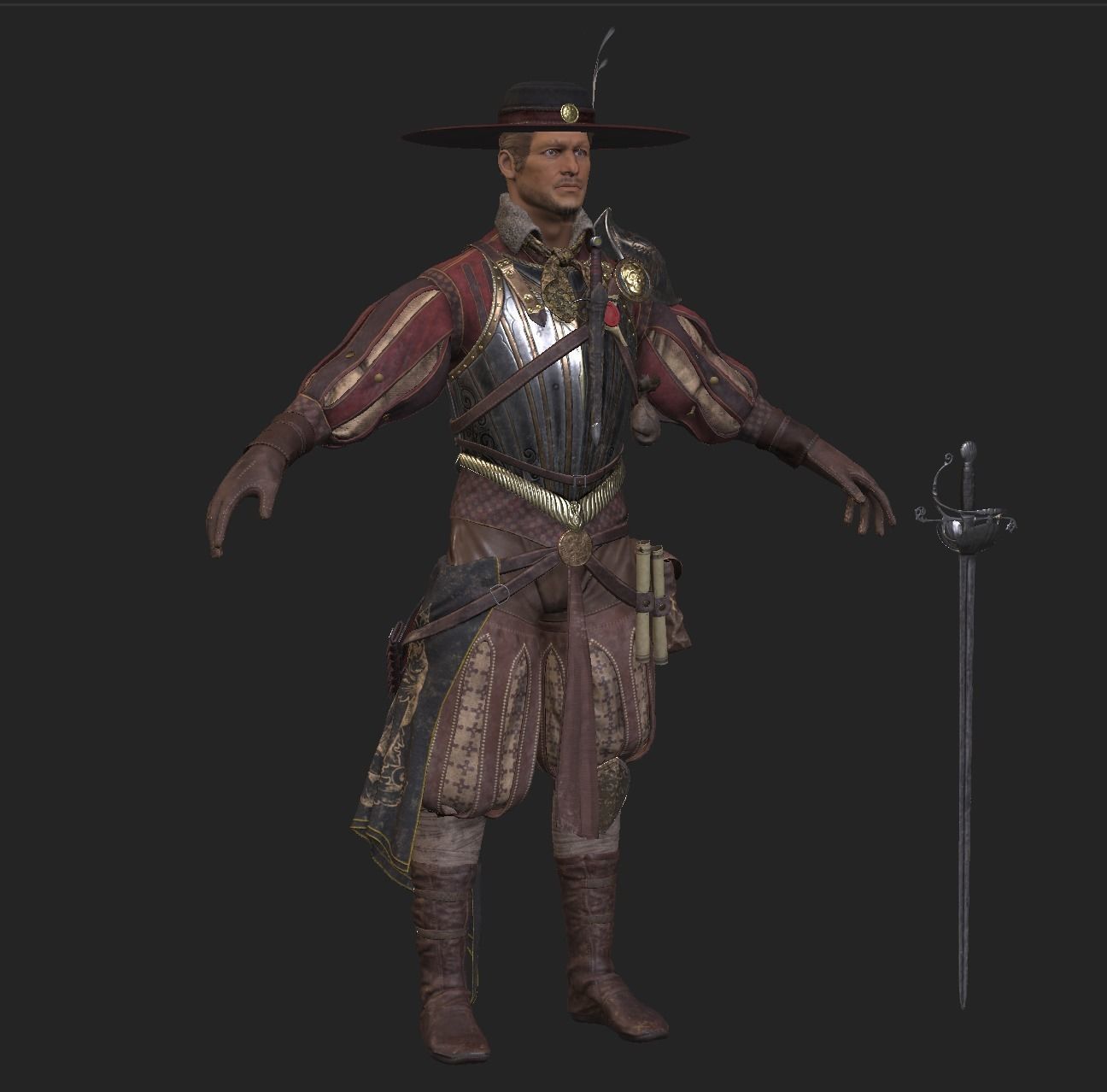 Unlawful Musketeer PBR Low-poly 3D model_11