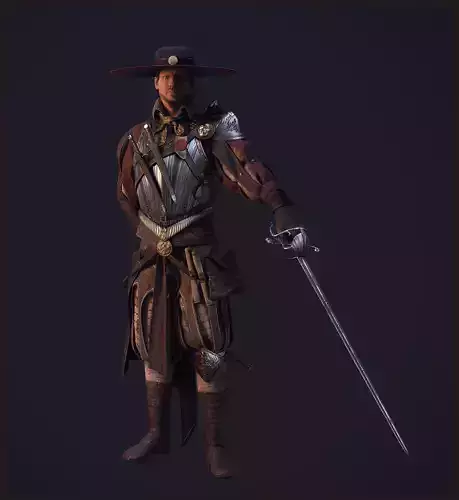 Unlawful Musketeer PBR Low-poly 3D model
