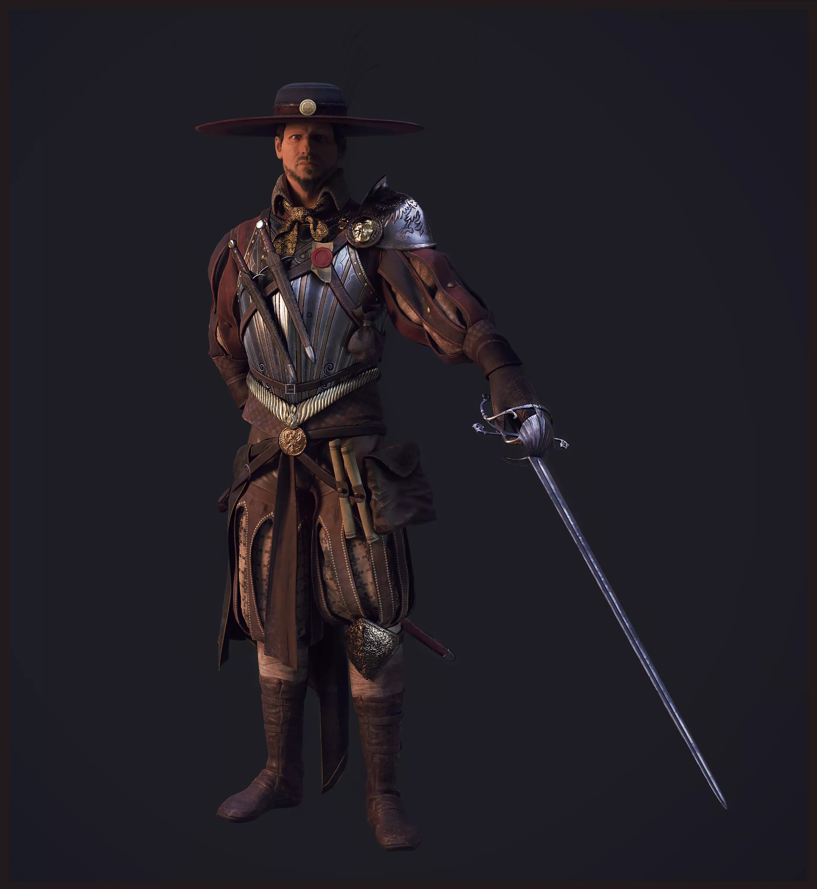 Unlawful Musketeer PBR Low-poly 3D model_0