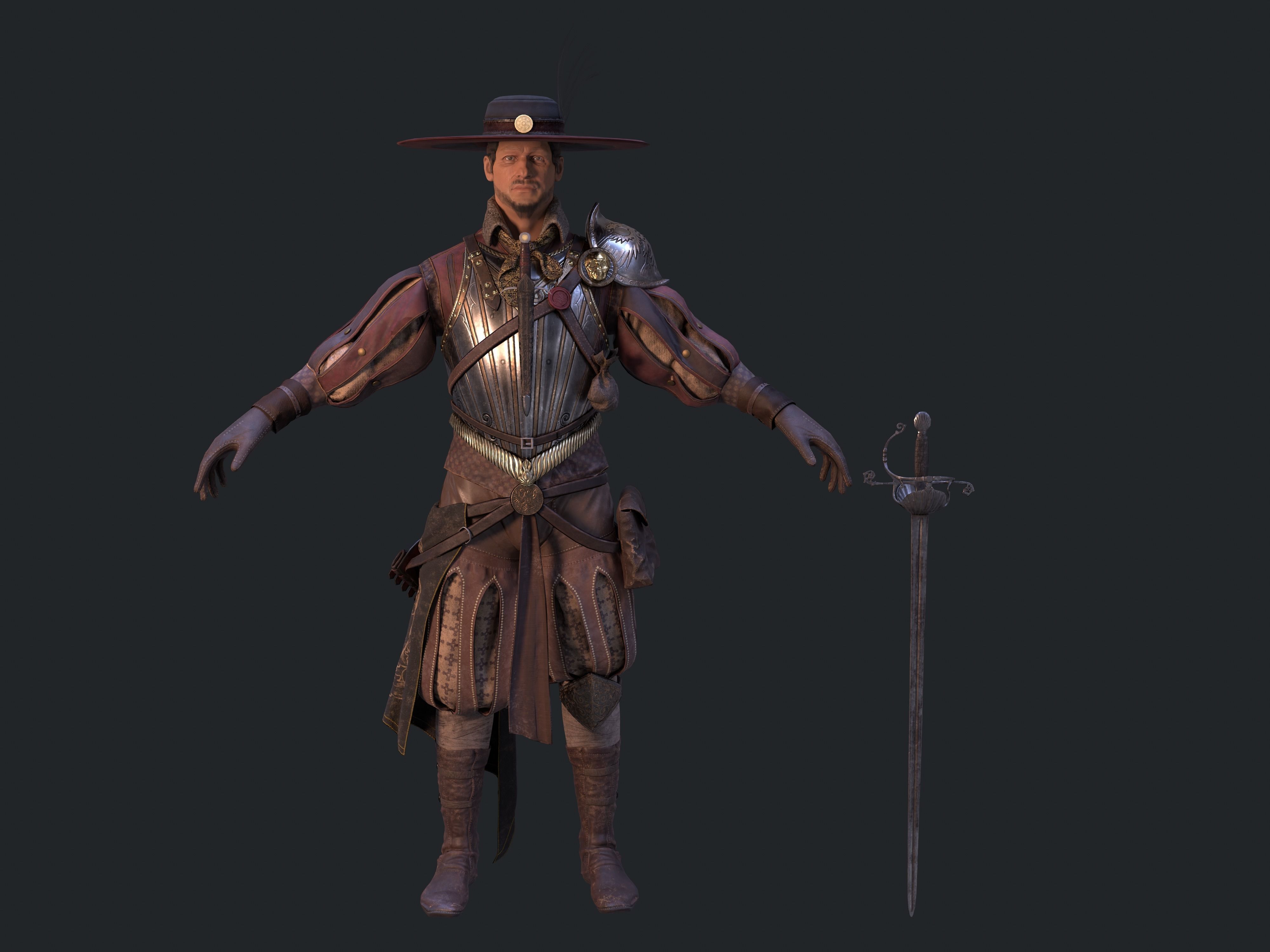Unlawful Musketeer PBR Low-poly 3D model_1