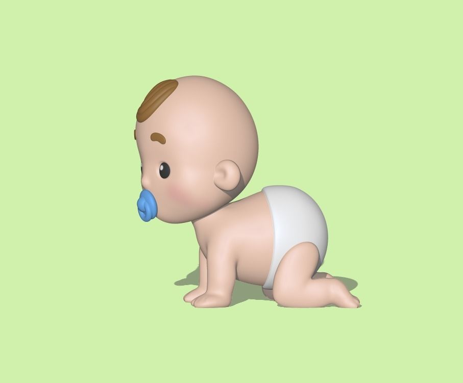 Crawling Baby with Pacifier 3D model 3D printable | CGTrader