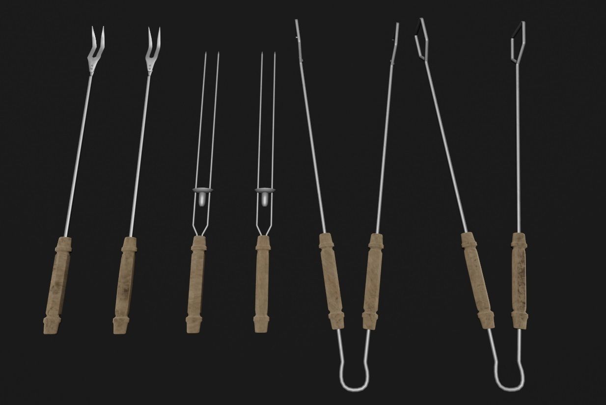 Barbecue Toolkit 3D Model Low-poly 3D model_3