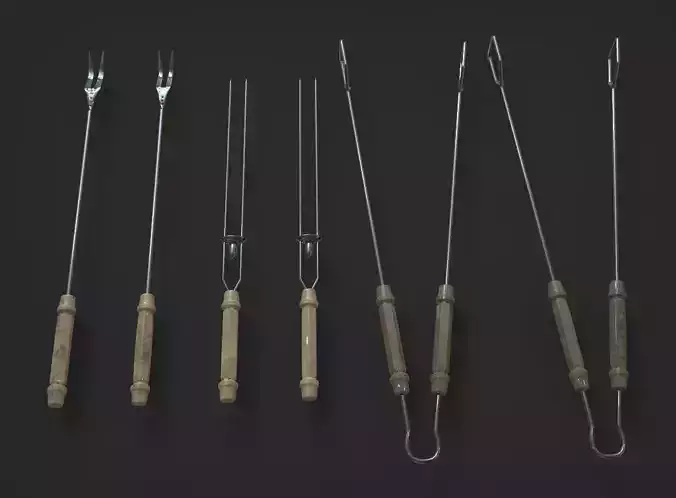 Barbecue Toolkit 3D Model Low-poly 3D model