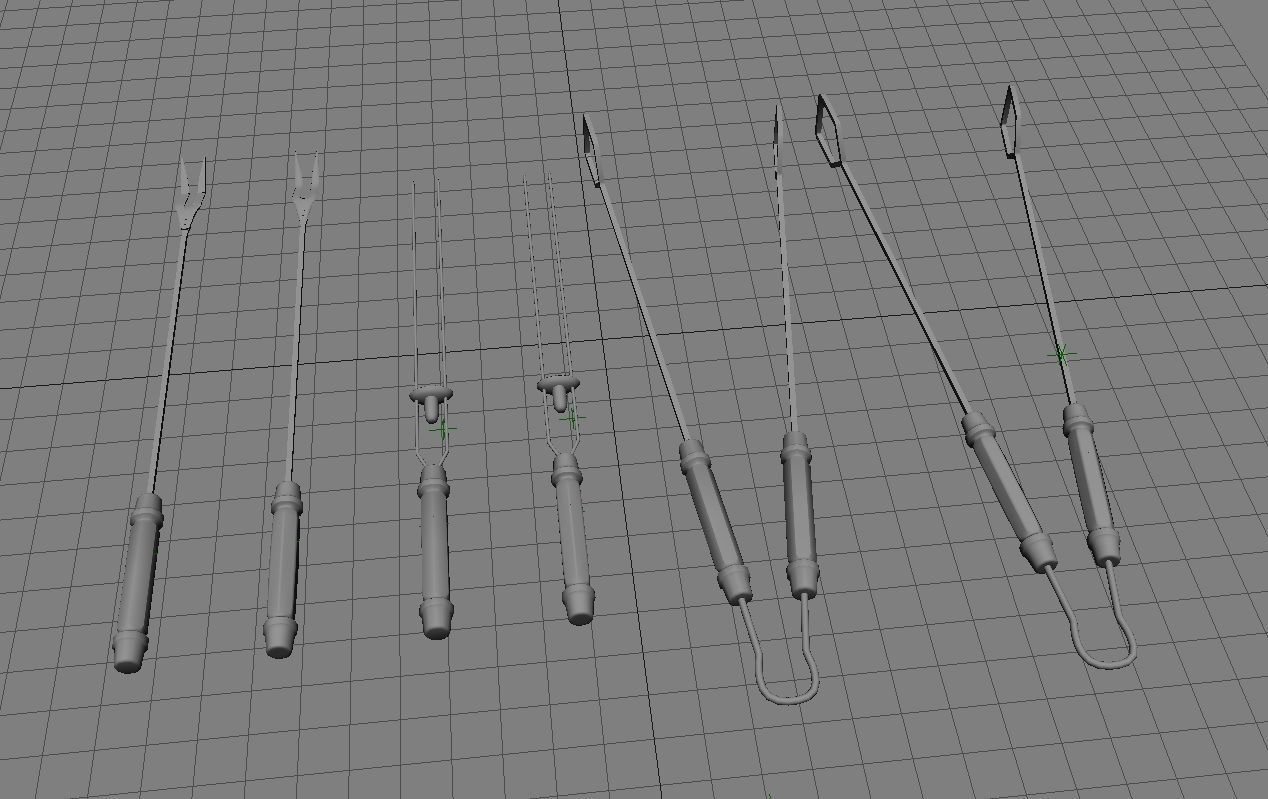 Barbecue Toolkit 3D Model Low-poly 3D model_1