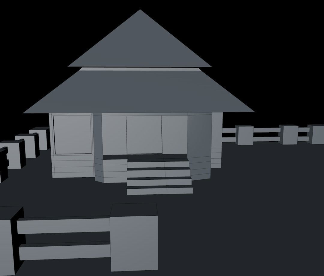 Cartoon house Low-poly 3D model_10