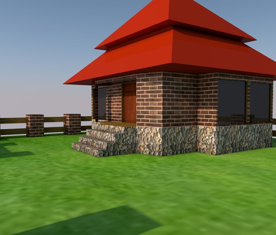 Cartoon house Low-poly 3D model_8