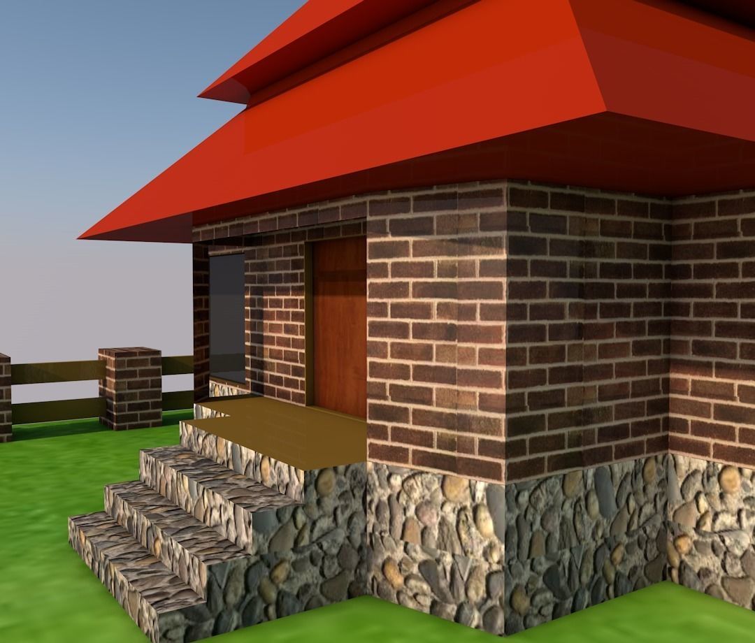 Cartoon house Low-poly 3D model_7