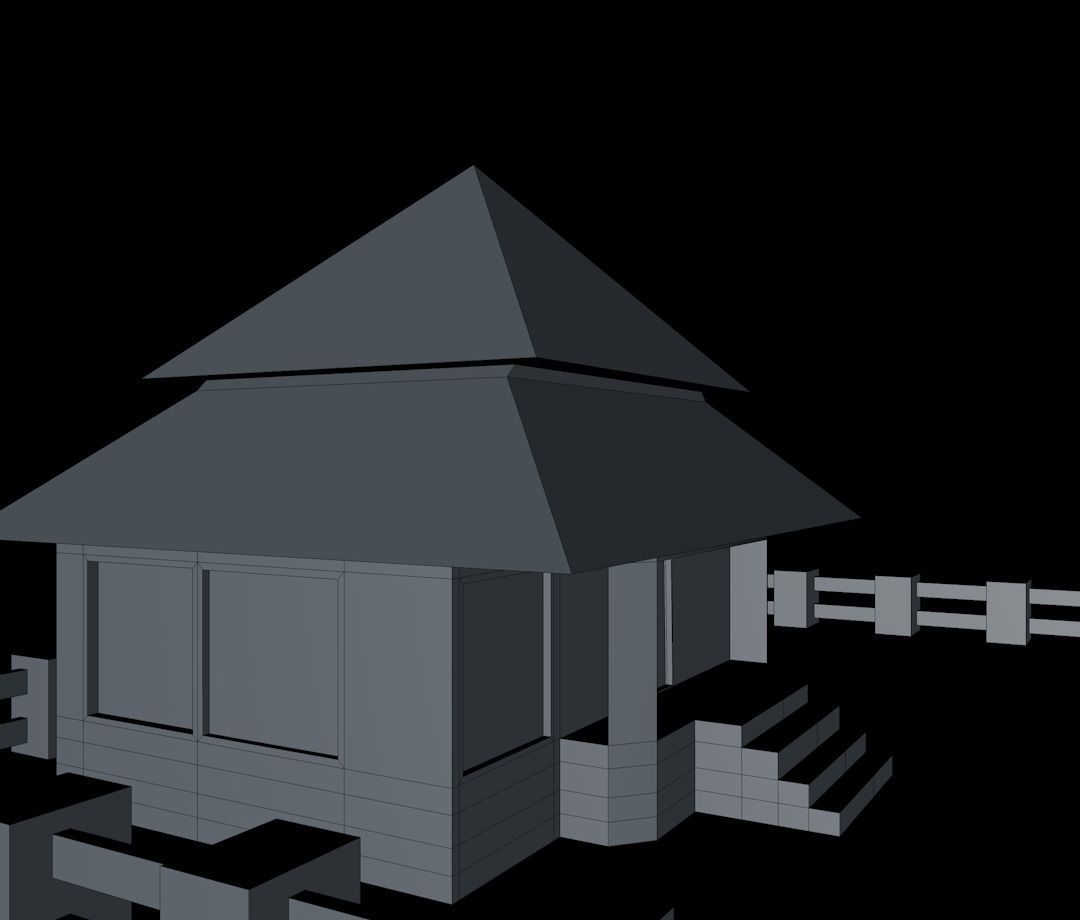 Cartoon house Low-poly 3D model_13
