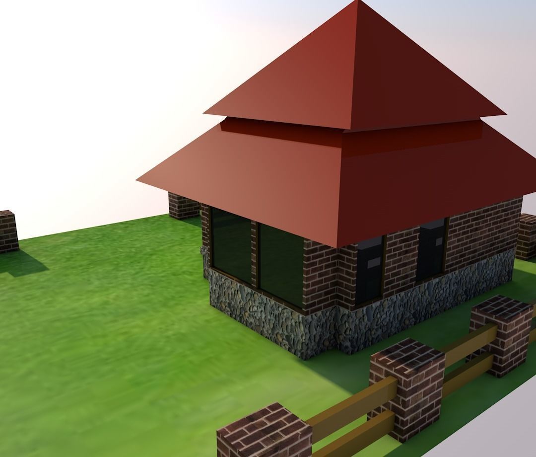 Cartoon house Low-poly 3D model_2