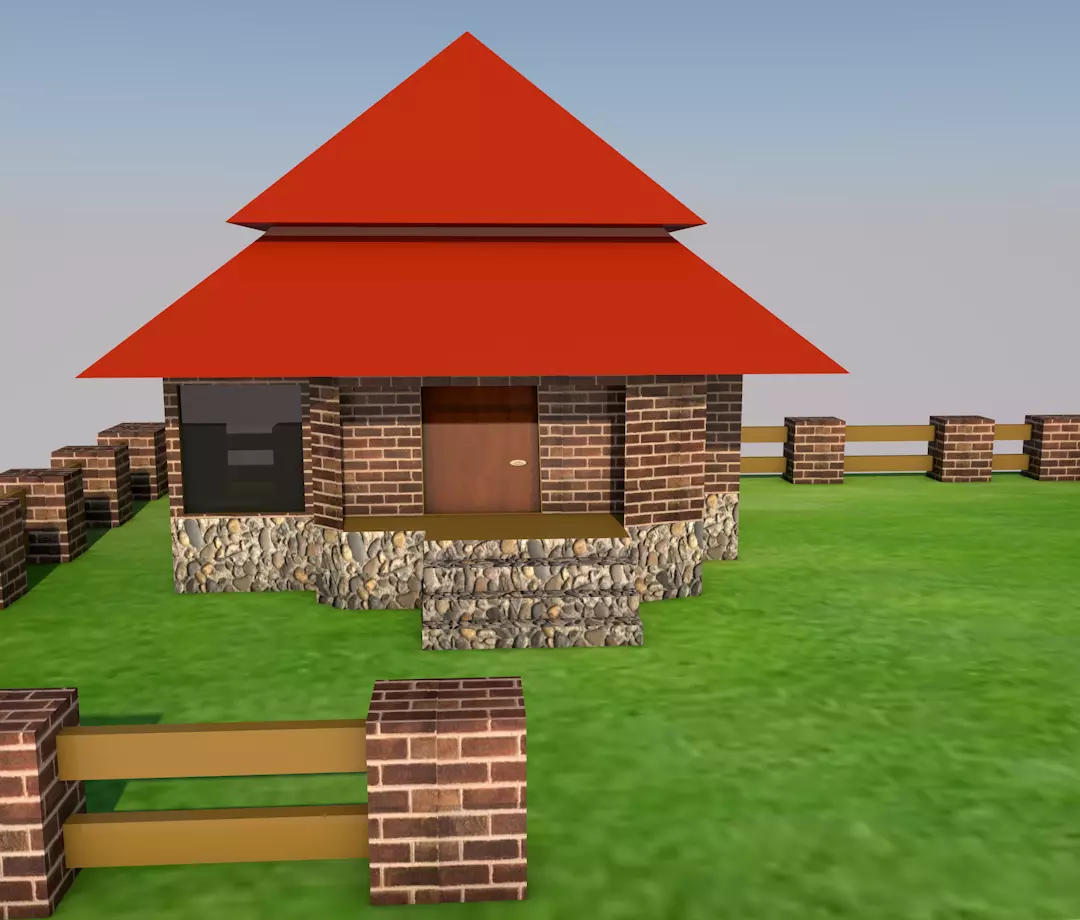 Cartoon house Low-poly 3D model_0