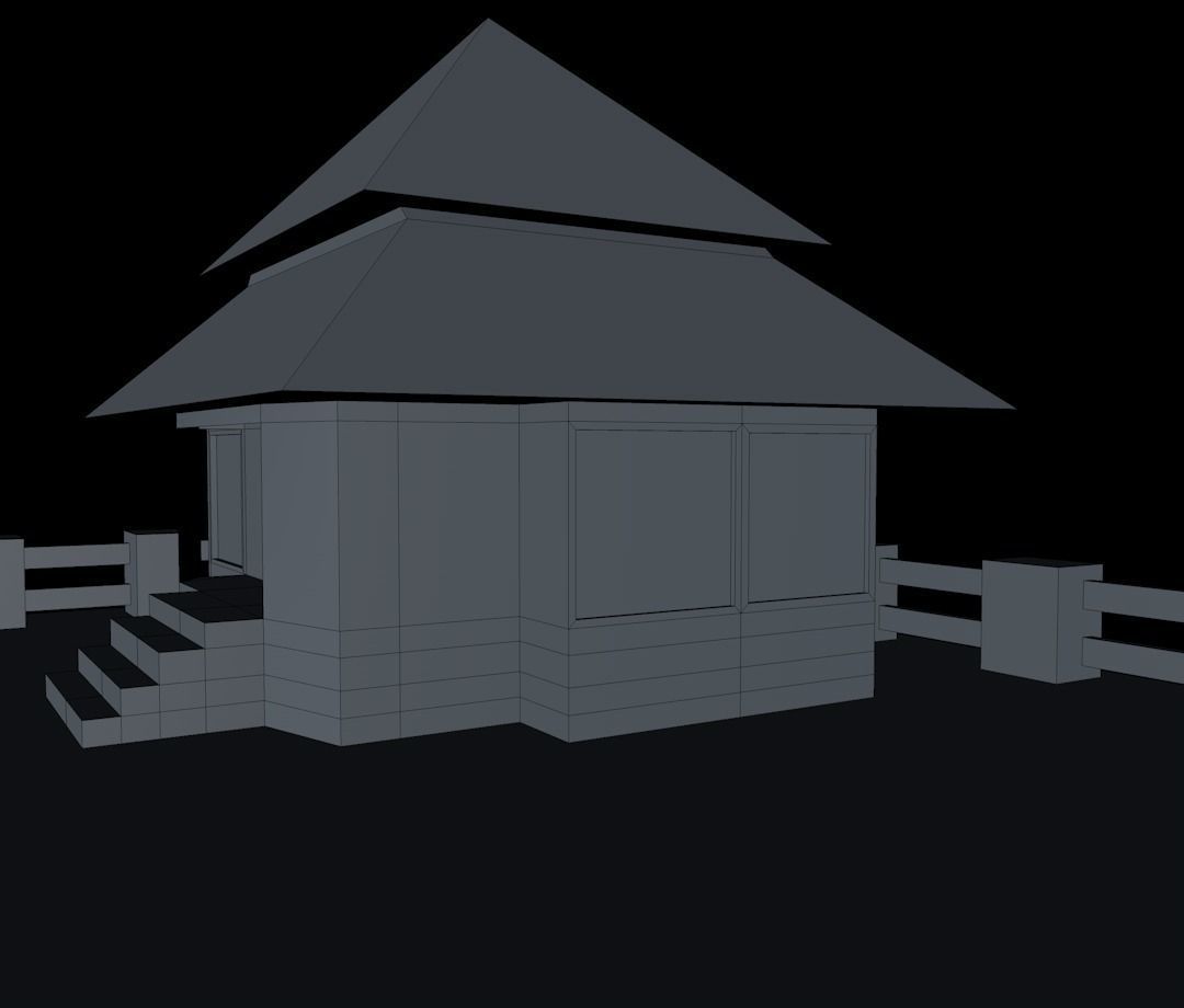 Cartoon house Low-poly 3D model_11