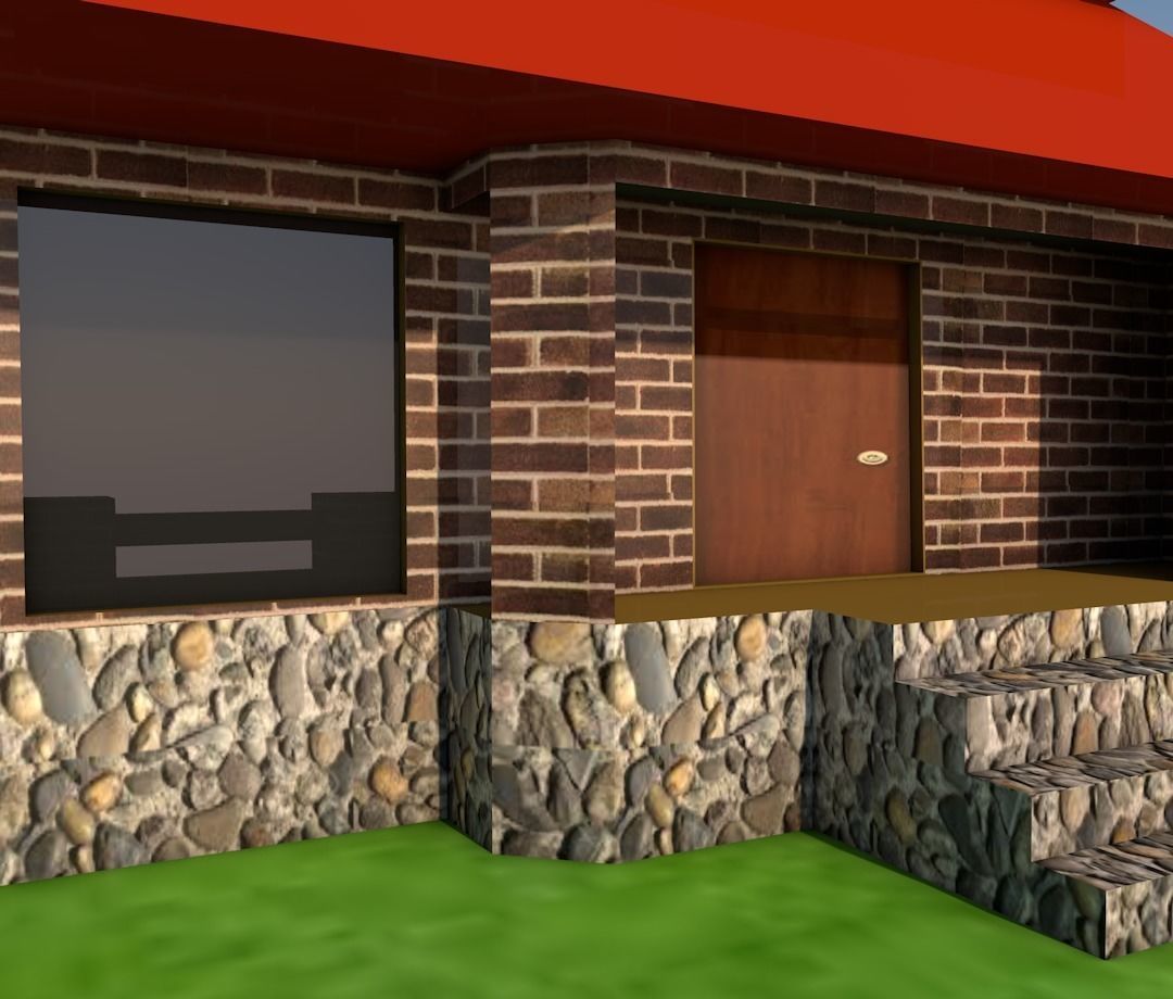 Cartoon house Low-poly 3D model_4