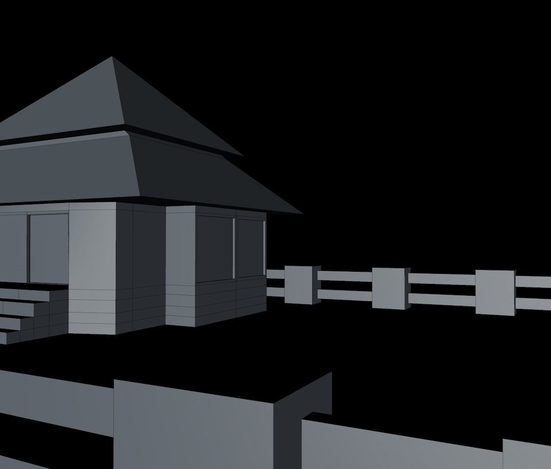 Cartoon house Low-poly 3D model_15