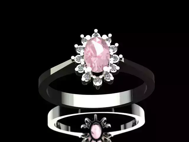 Morganite Diamond Engagement Ring 3D print model
