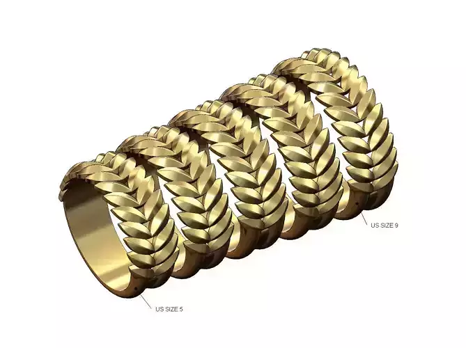 Double row tilted wheat leaf band