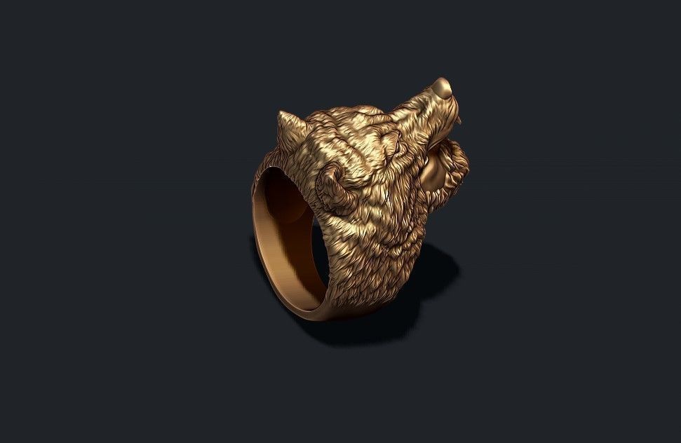 Man wolf ring 3D print model_2