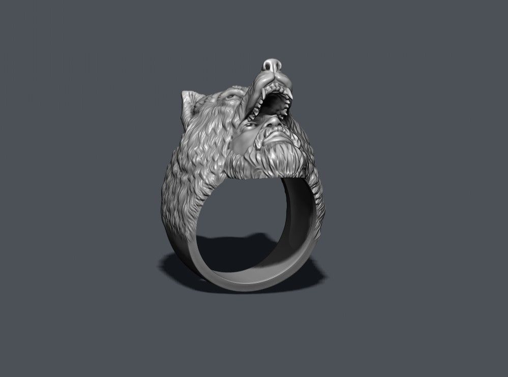Man wolf ring 3D print model_3