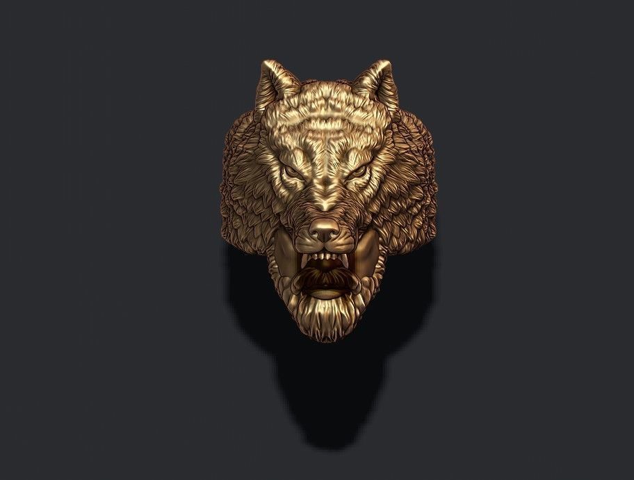 Man wolf ring 3D print model_4