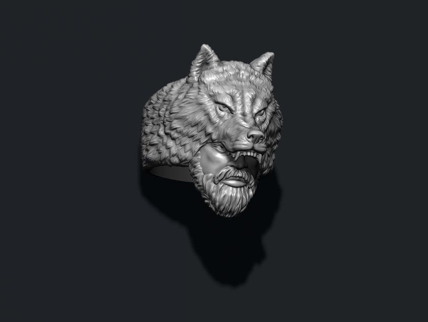 Man wolf ring 3D print model_8