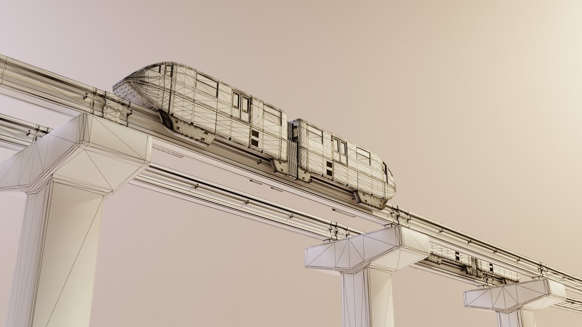 Monorail Train Pack Sentosa Express Singapore 3D model_20