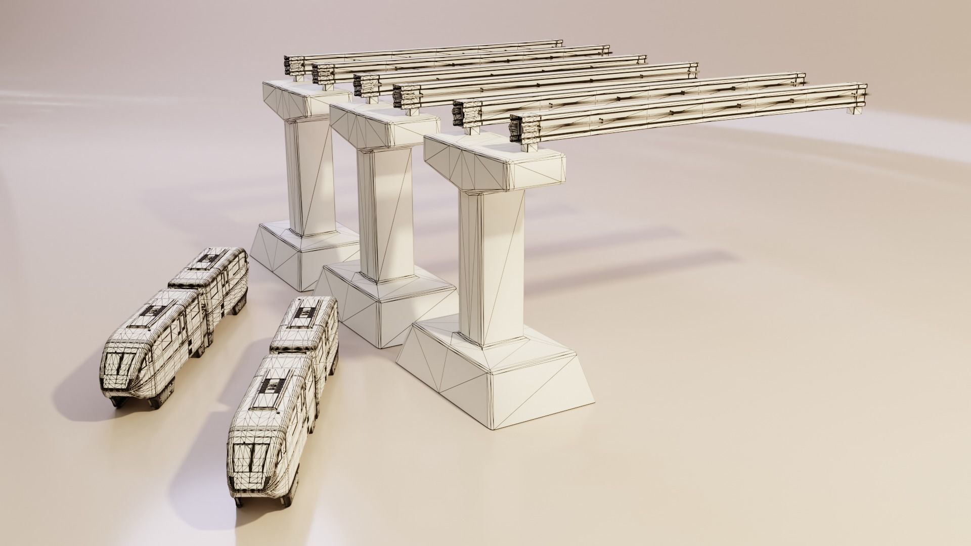 Monorail Train Pack Sentosa Express Singapore 3D model_29