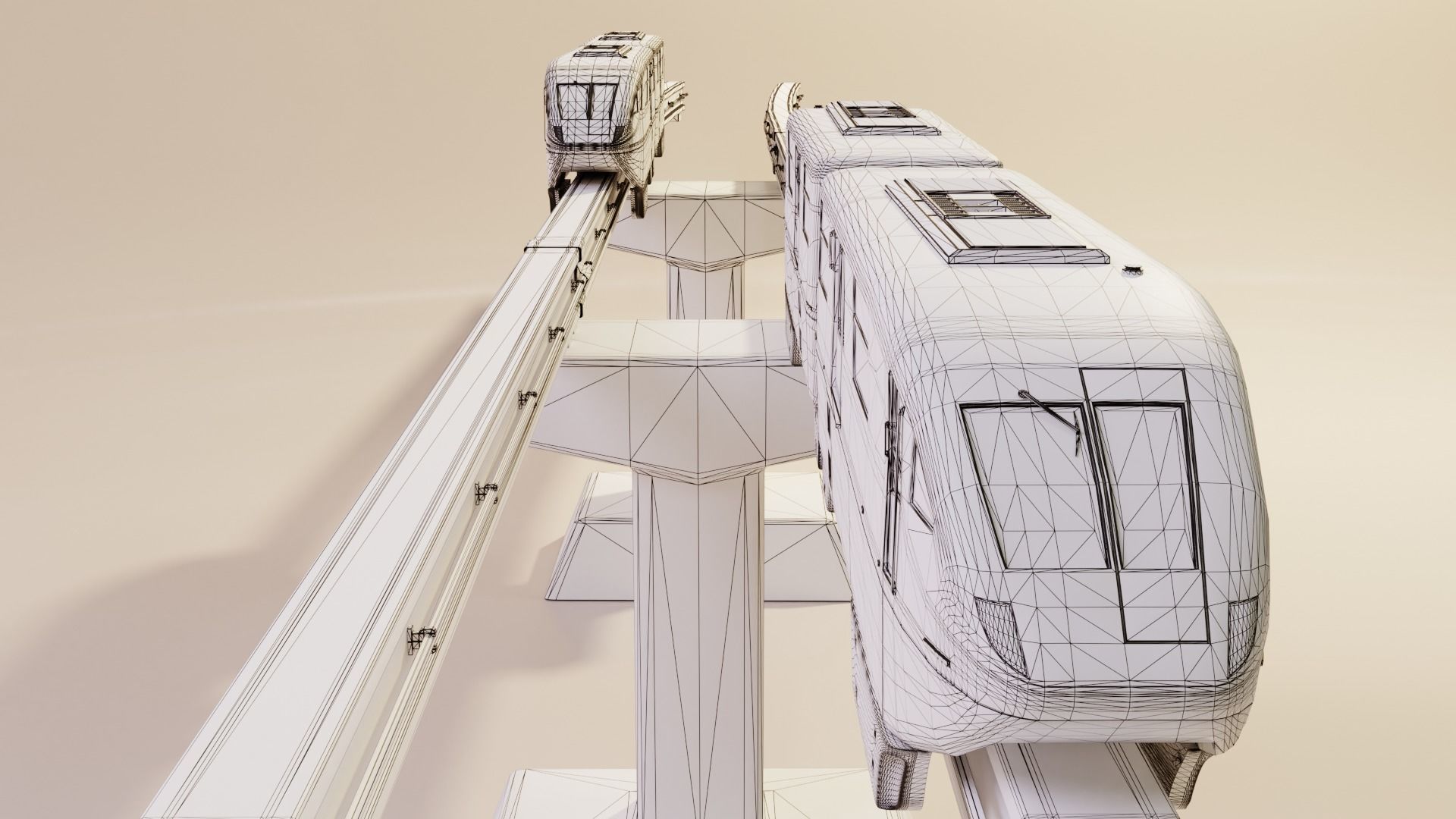 Monorail Train Pack Sentosa Express Singapore 3D model_14