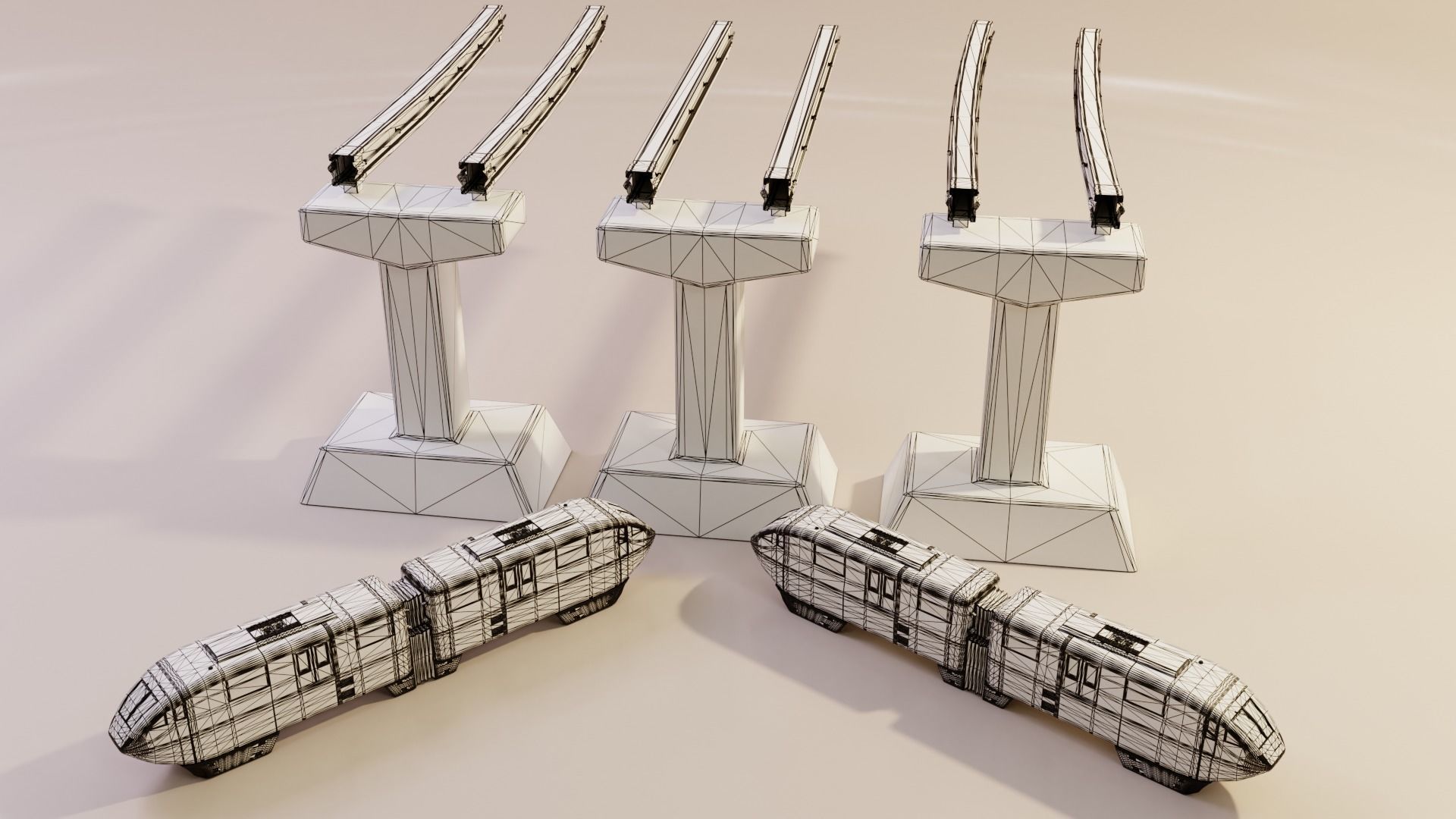 Monorail Train Pack Sentosa Express Singapore 3D model_23