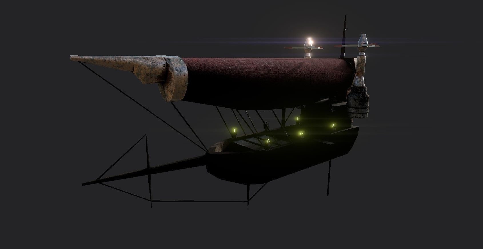 Steampunk Airship - Sci-Fi Aircraft 03 - Flying Ship Low-poly 3D model_3