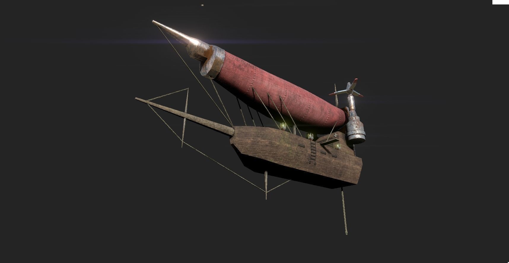 Steampunk Airship - Sci-Fi Aircraft 03 - Flying Ship Low-poly 3D model_8