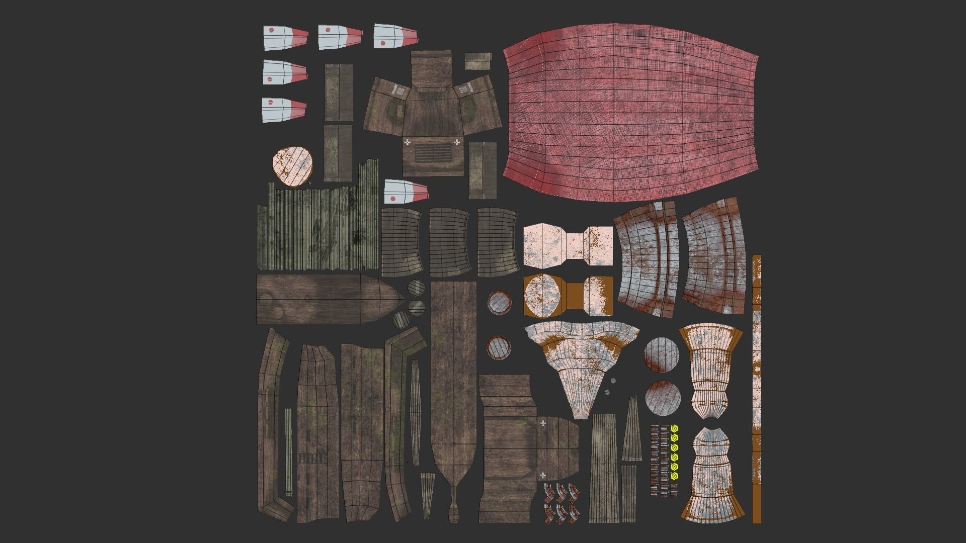 Steampunk Airship - Sci-Fi Aircraft 03 - Flying Ship Low-poly 3D model_12