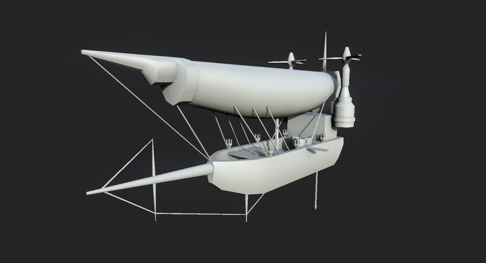 Steampunk Airship - Sci-Fi Aircraft 03 - Flying Ship Low-poly 3D model_10
