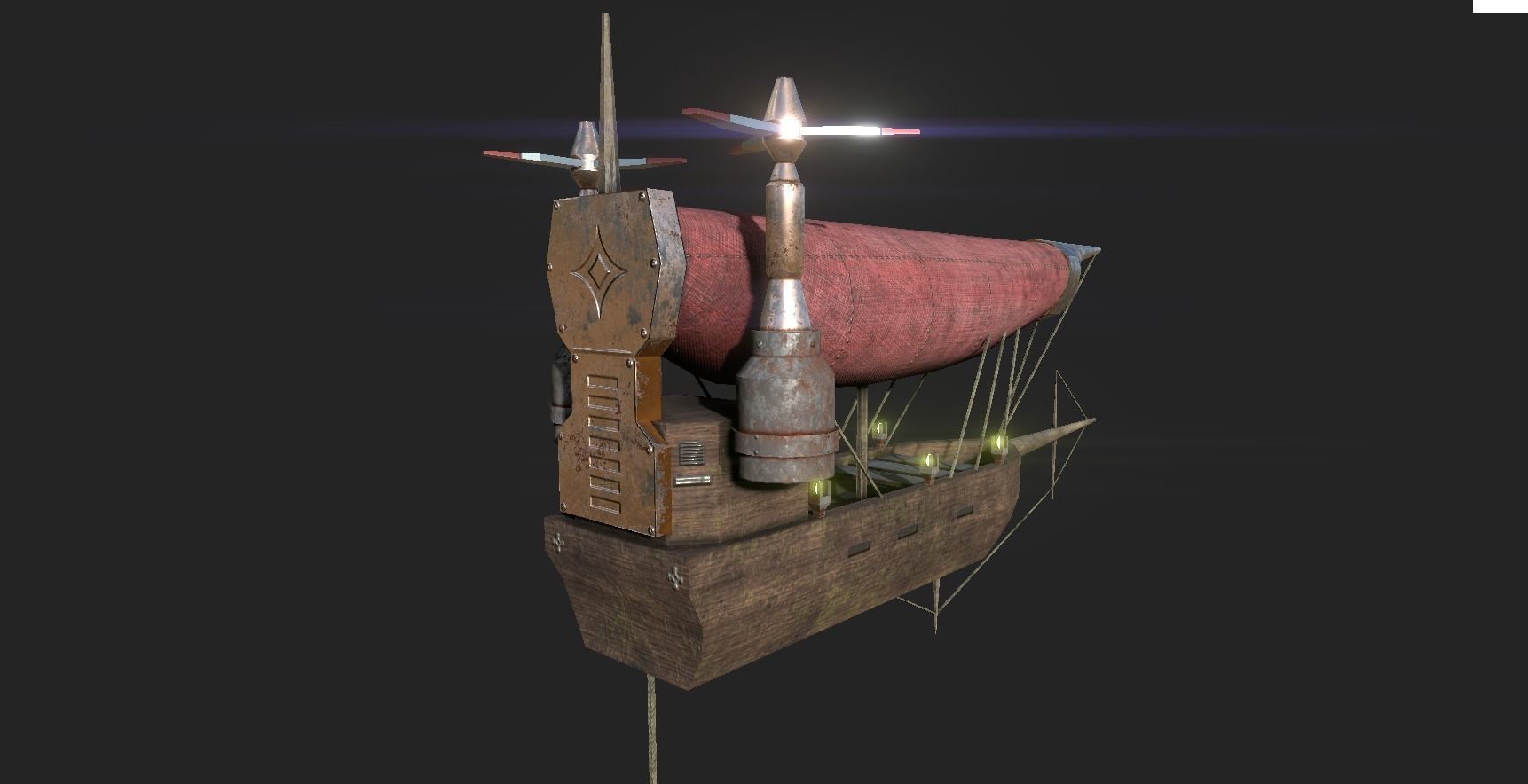Steampunk Airship - Sci-Fi Aircraft 03 - Flying Ship Low-poly 3D model_6