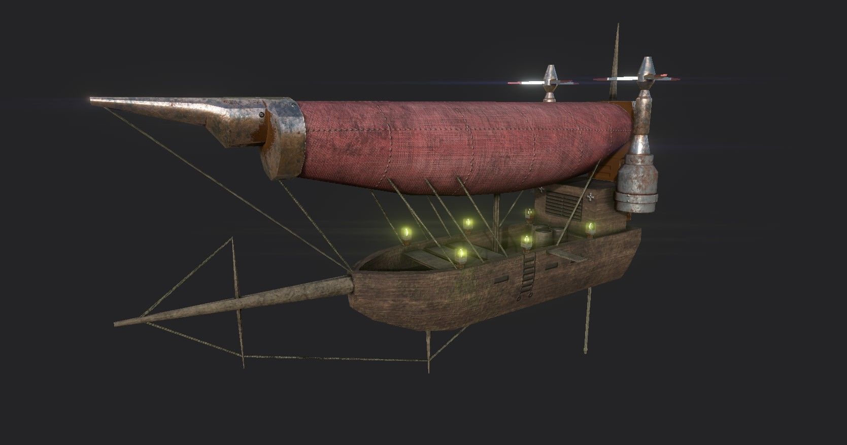 Steampunk Airship - Sci-Fi Aircraft 03 - Flying Ship Low-poly 3D model_1