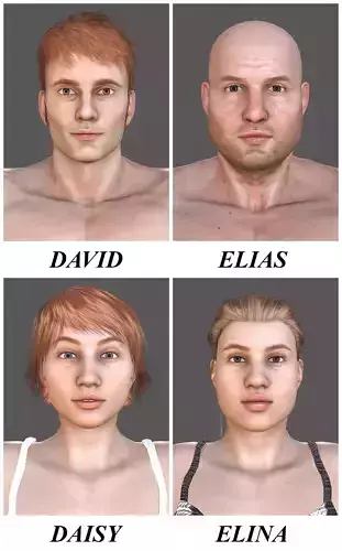 2 COUPLES male with different measurements 3D Model Collection
