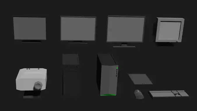 Lowpoly Technic Set Computer Monitor